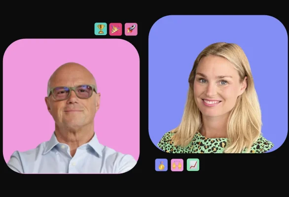 Patrik Frisk CEO of Reju with Sophie Hedestad CEO of Noxit