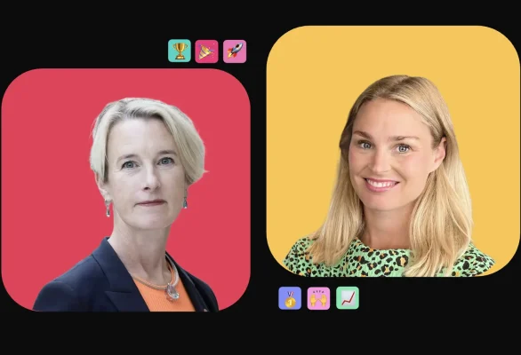 Viveka Beckeman VD för Skogsindustrierna tillsammans med Sophie Hedestad VD för Noxit